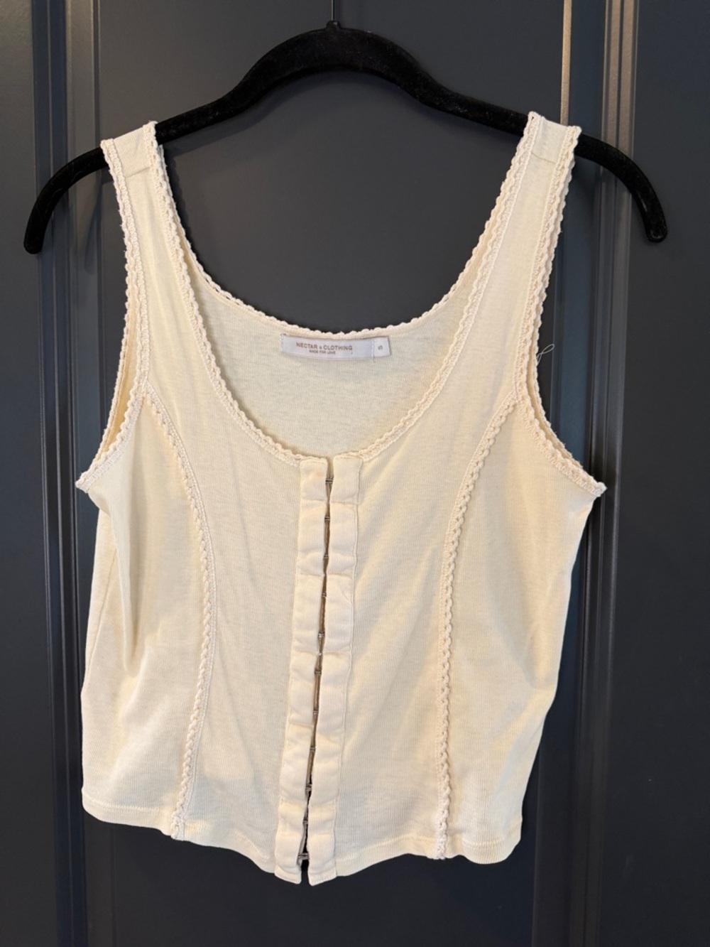 Nectar & Cloth Cream Tank Top with Front Button Detail